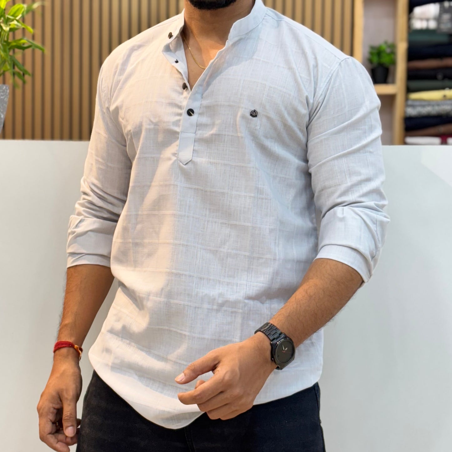 Linen Grey Short Kurta