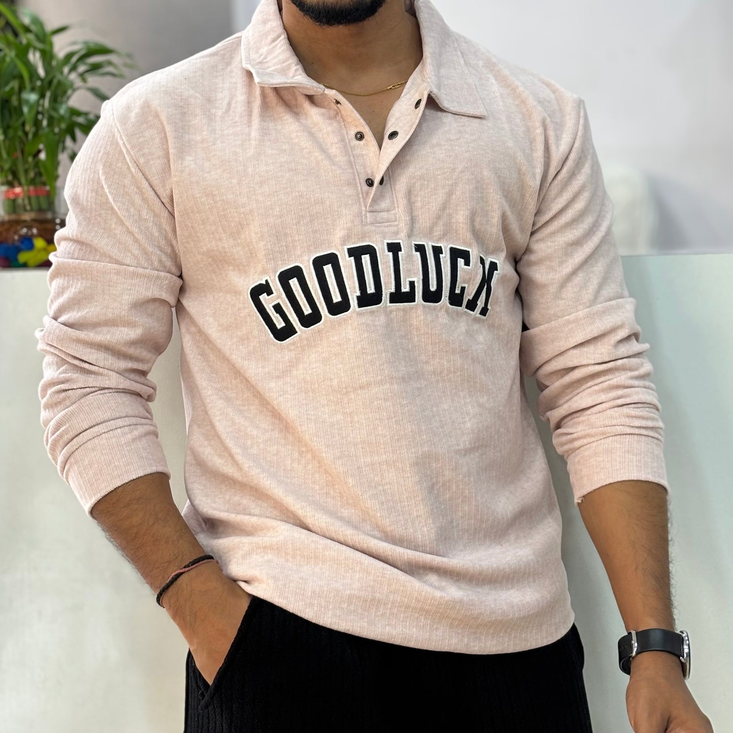 Goodluck full sleeve Tshirt Peach