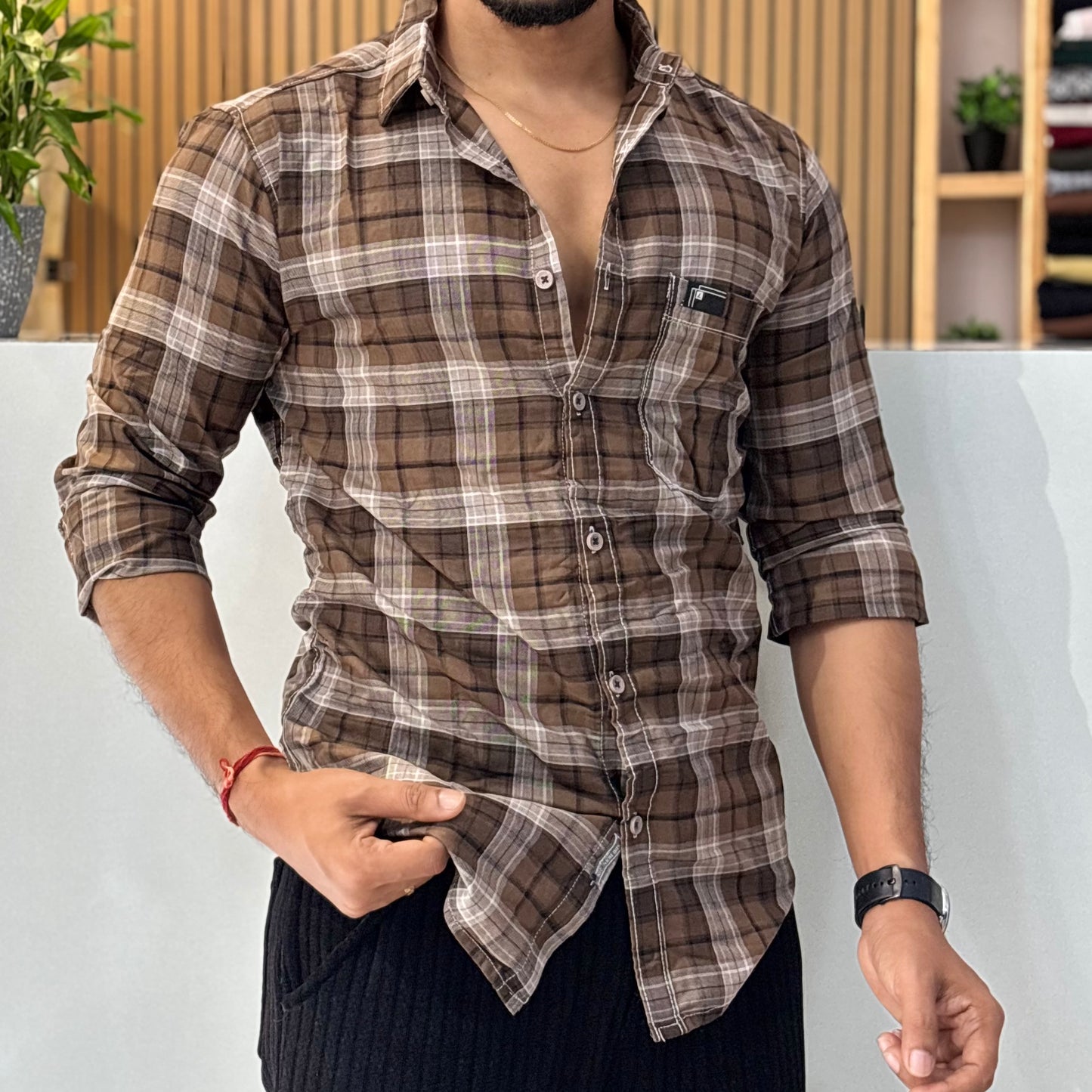 Brown Check Shirt