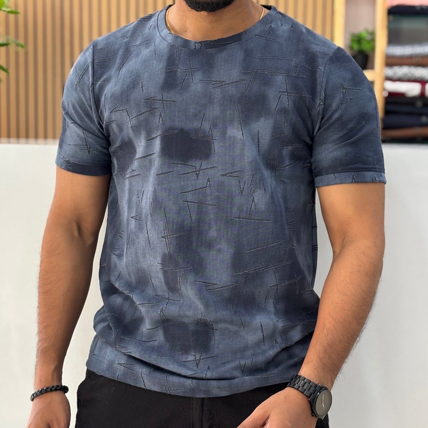 Imported Tie Dye Half-Tshirt Blue