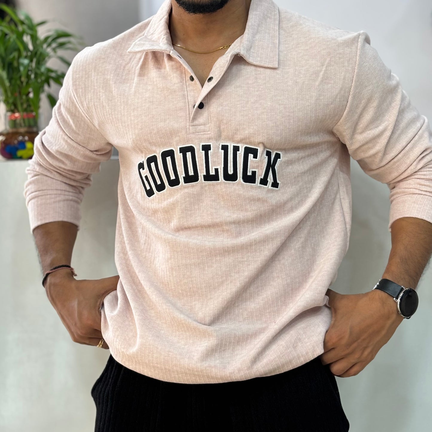 Goodluck full sleeve Tshirt Peach