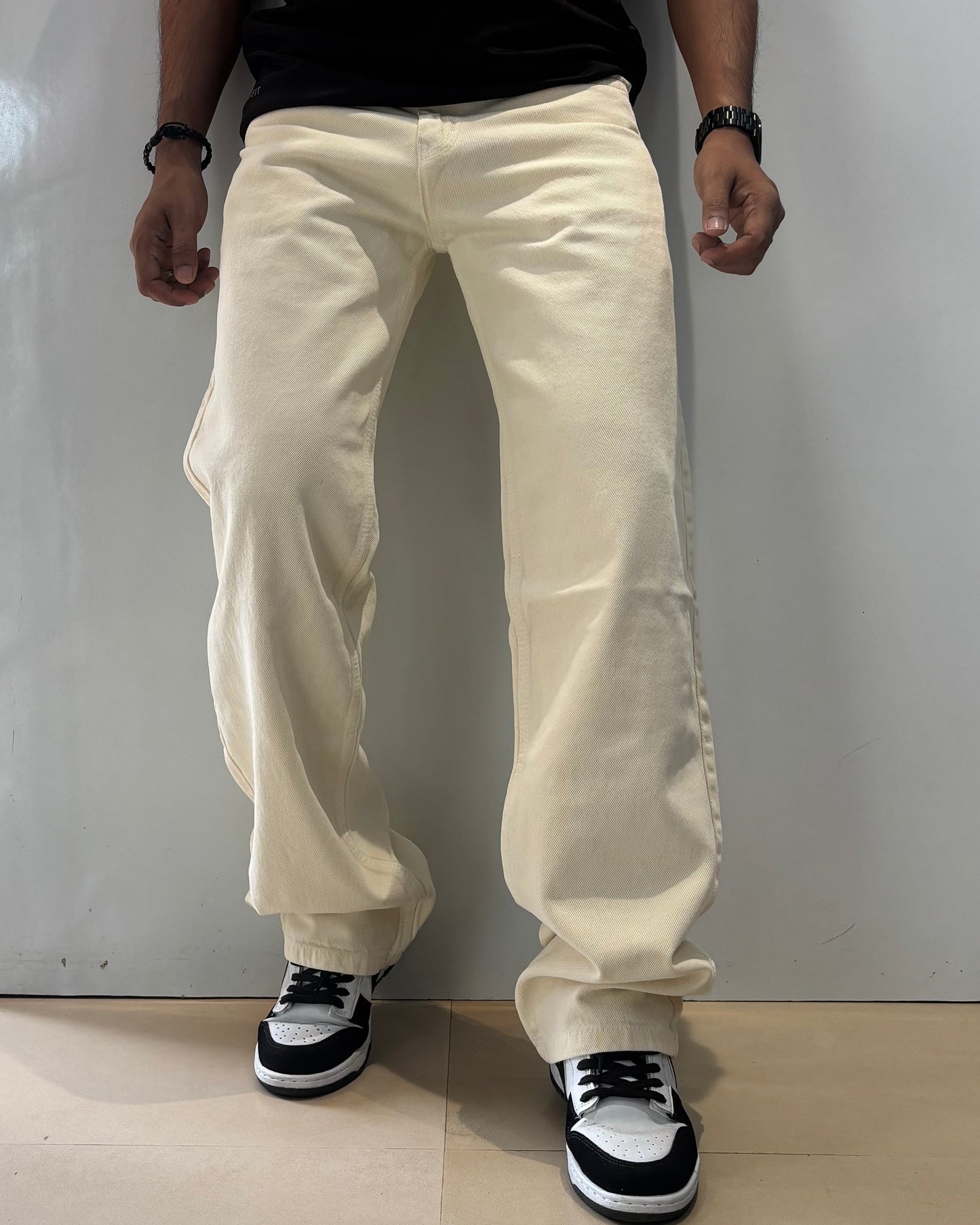 Men's Rich Cream Loose Fit Jeans