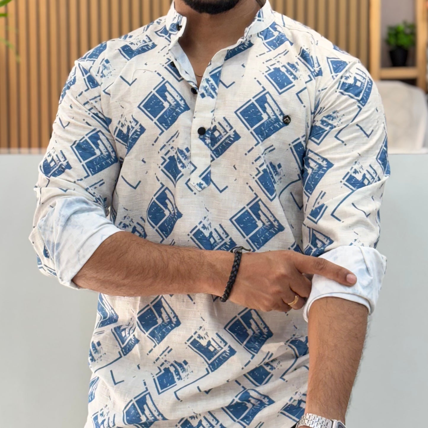 Digital Print Short Kurta Blue