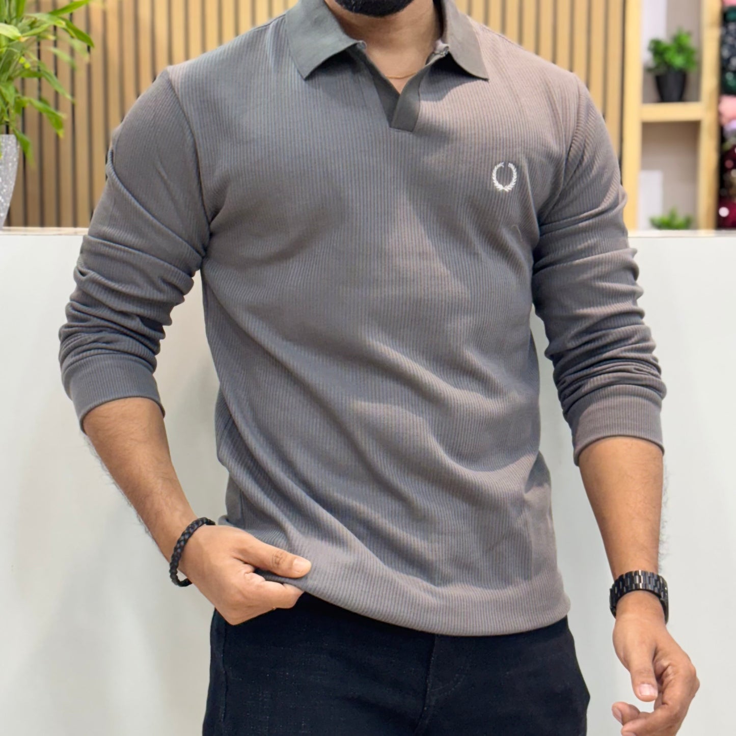 Full Sleeve Polo T-Shirt Grey