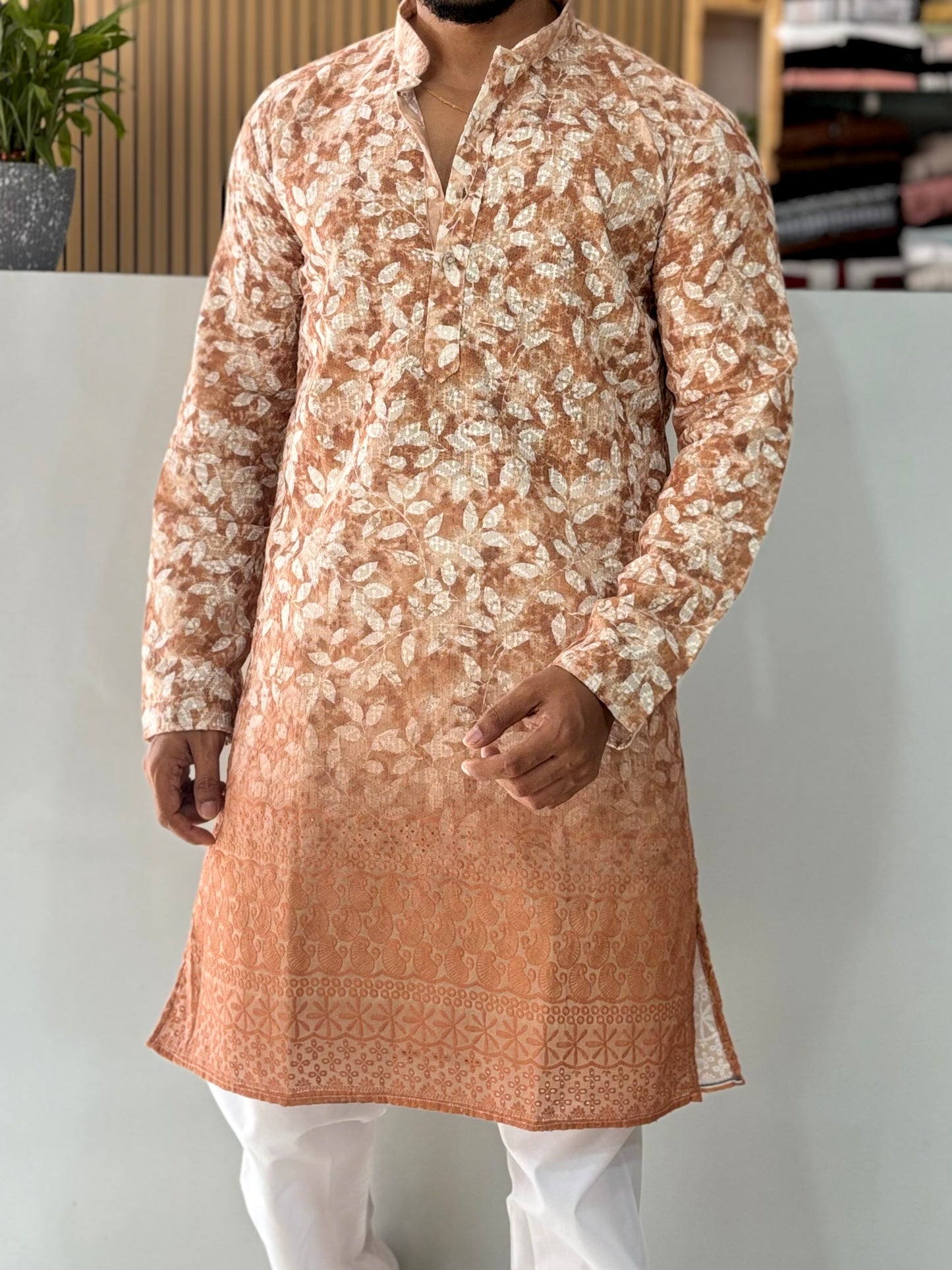 Cotton Kurta With Crochet & Digital Print