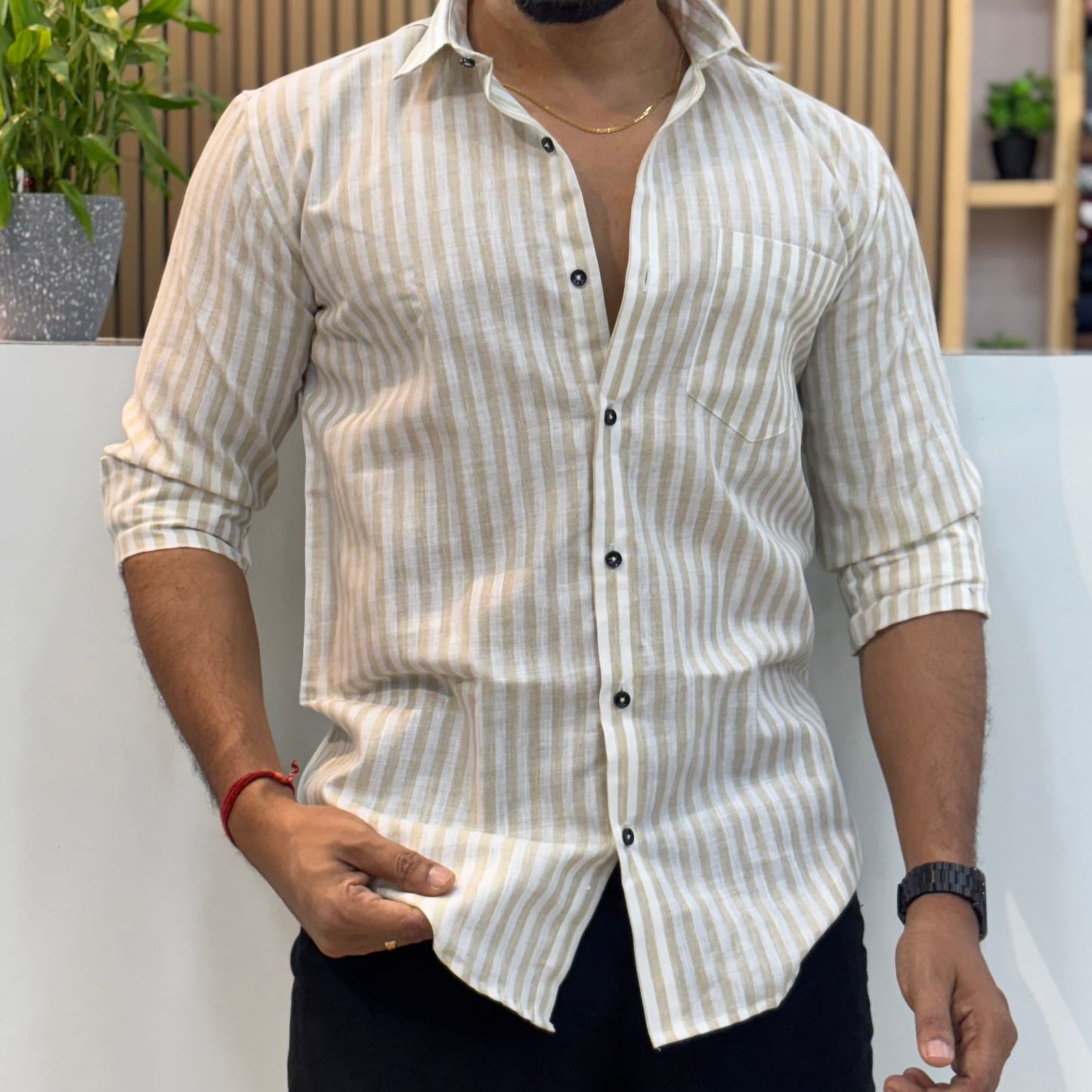 Cotton Striped Shirt Yellow