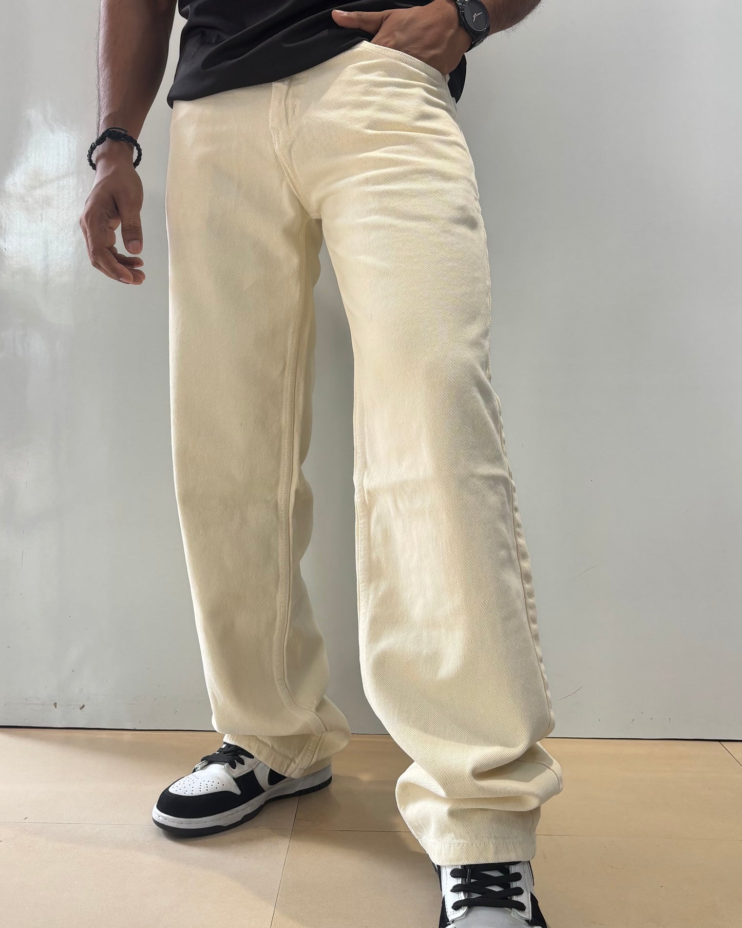 Men's Rich Cream Loose Fit Jeans