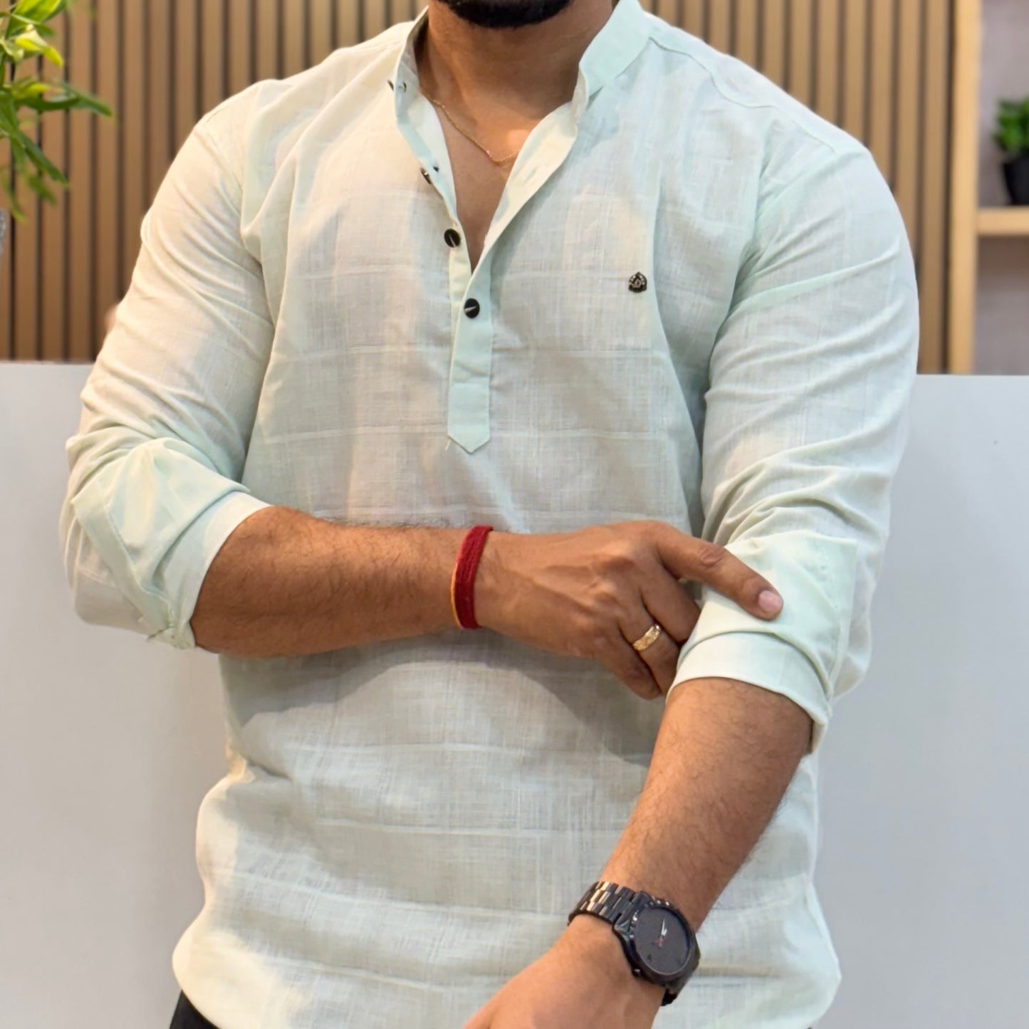 Linen Green Short Kurta