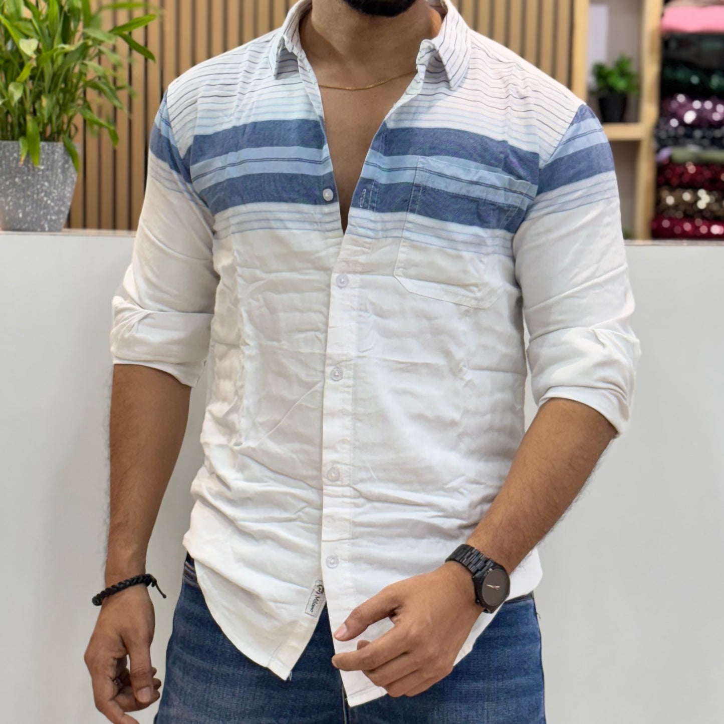 Slim Fit Striped Casual Shirt