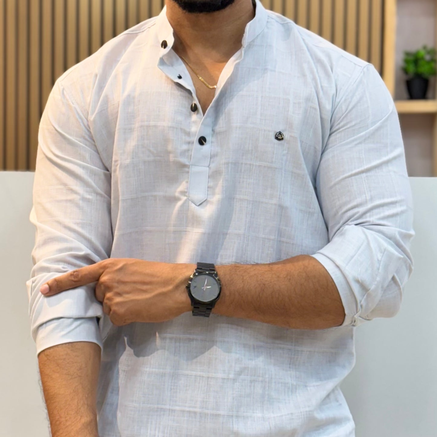 Linen Grey Short Kurta