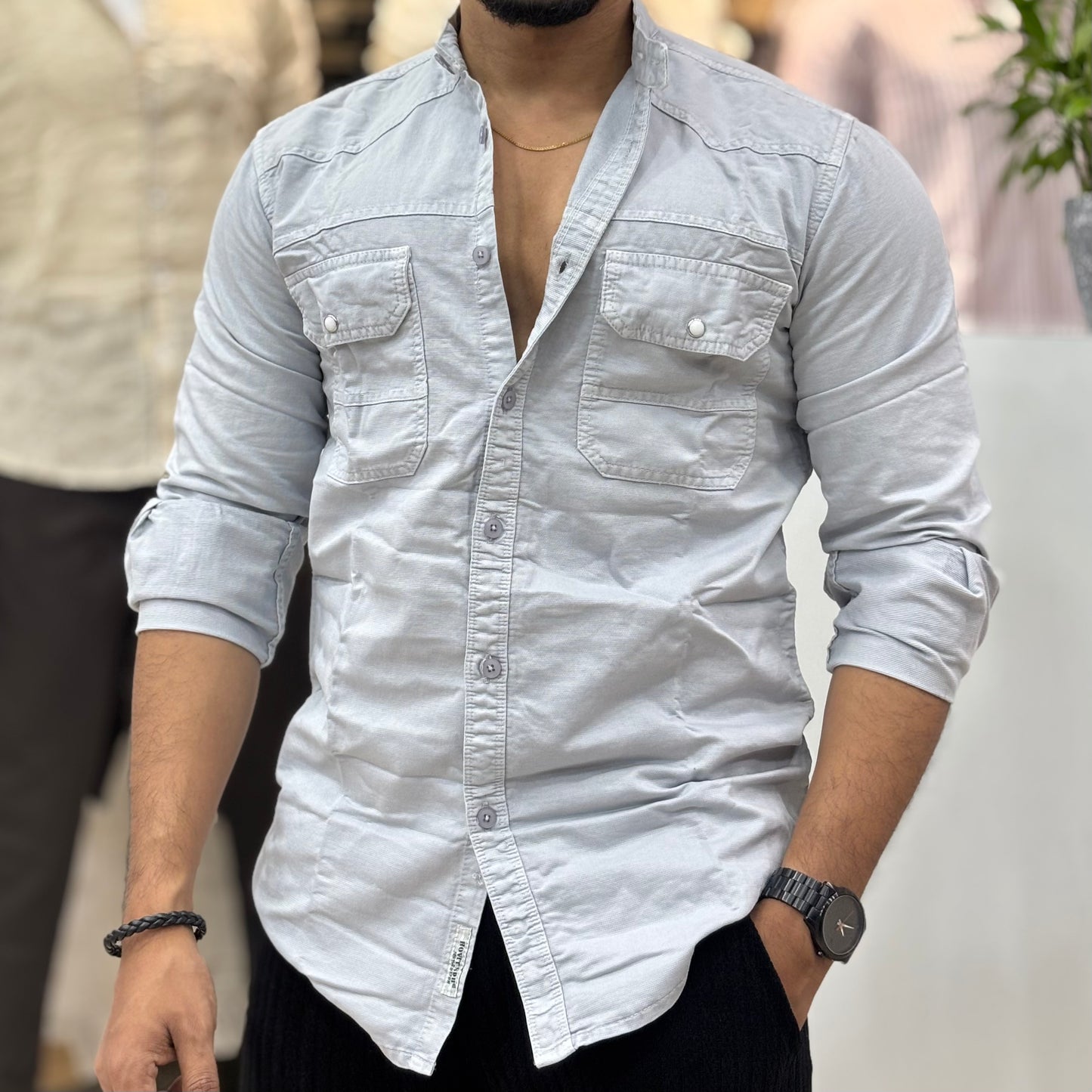 RFD Mandarin Collar Double Pocket Grey