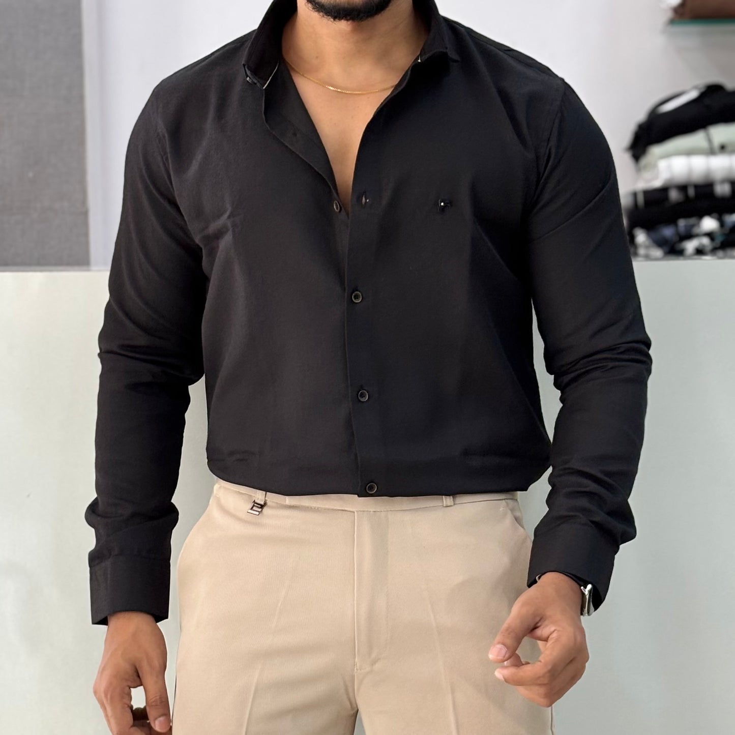 Self Design Party Wear Cord Shirt