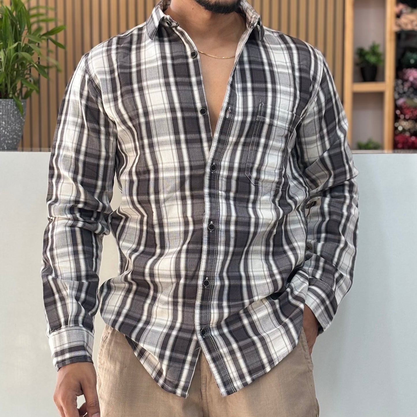 Premium Check Shirt White