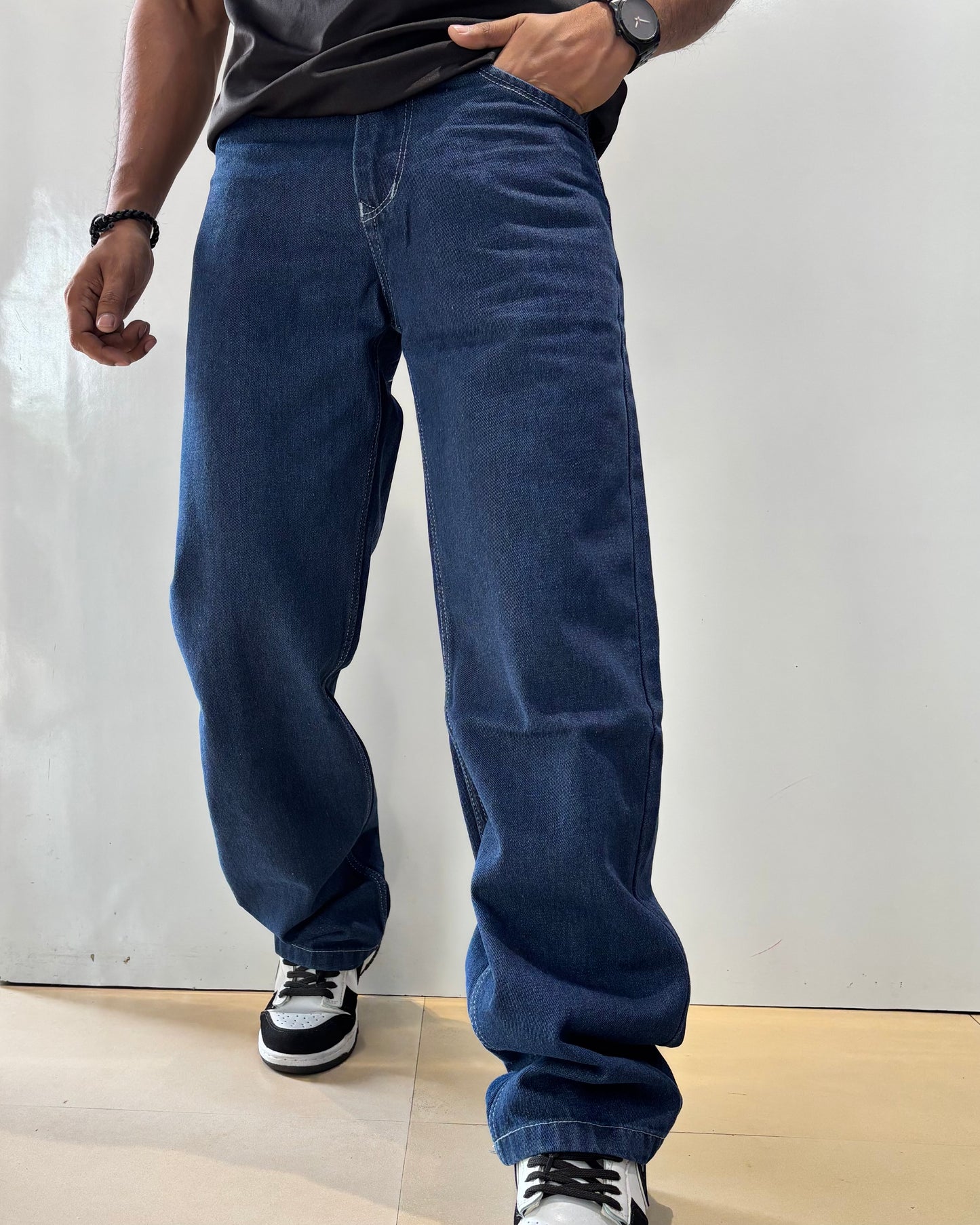 Men's Dark Blue Loose Fit Jeans