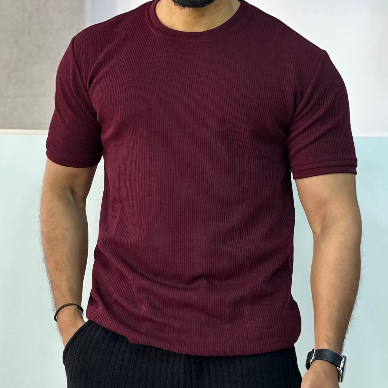 Marron Texture Half-Tshirt