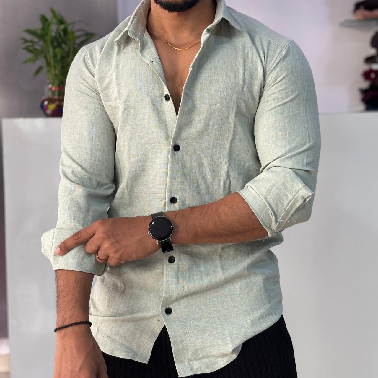 Linen Blend Light Pista Shirt