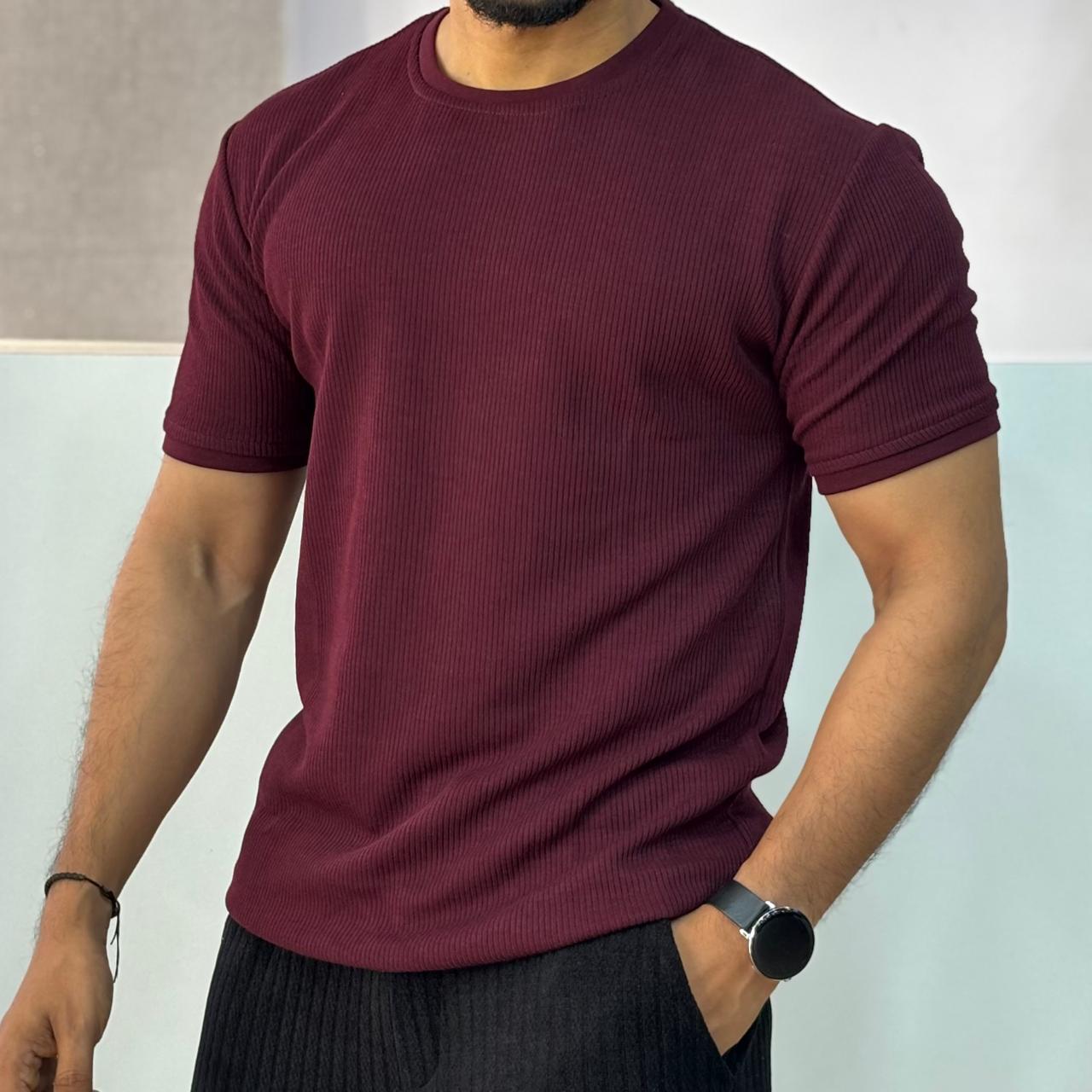 Marron Texture Half-Tshirt