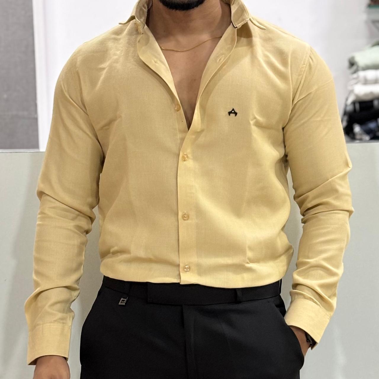 Self Design Party Wear Cord Shirt