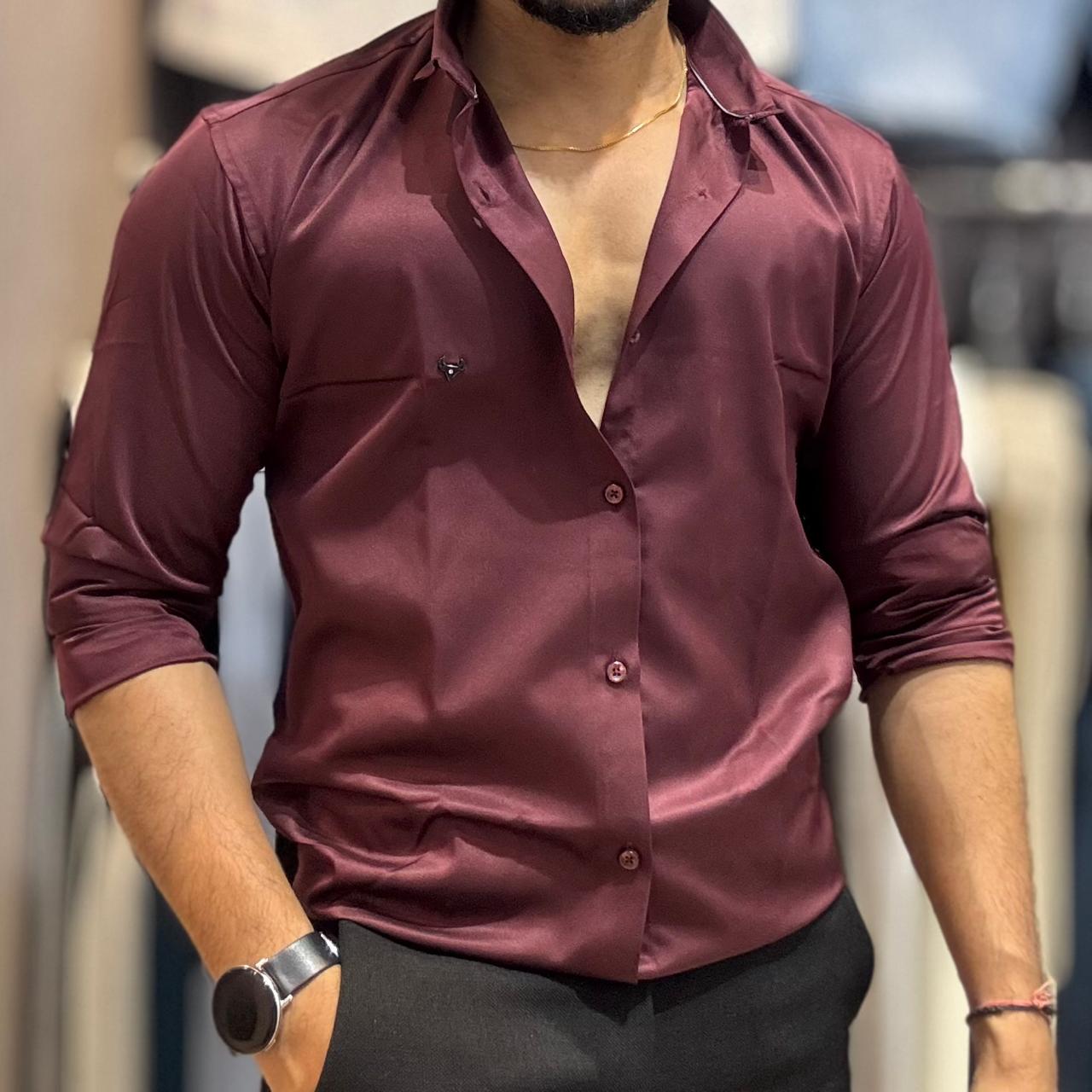 Maroon Satin Shirt