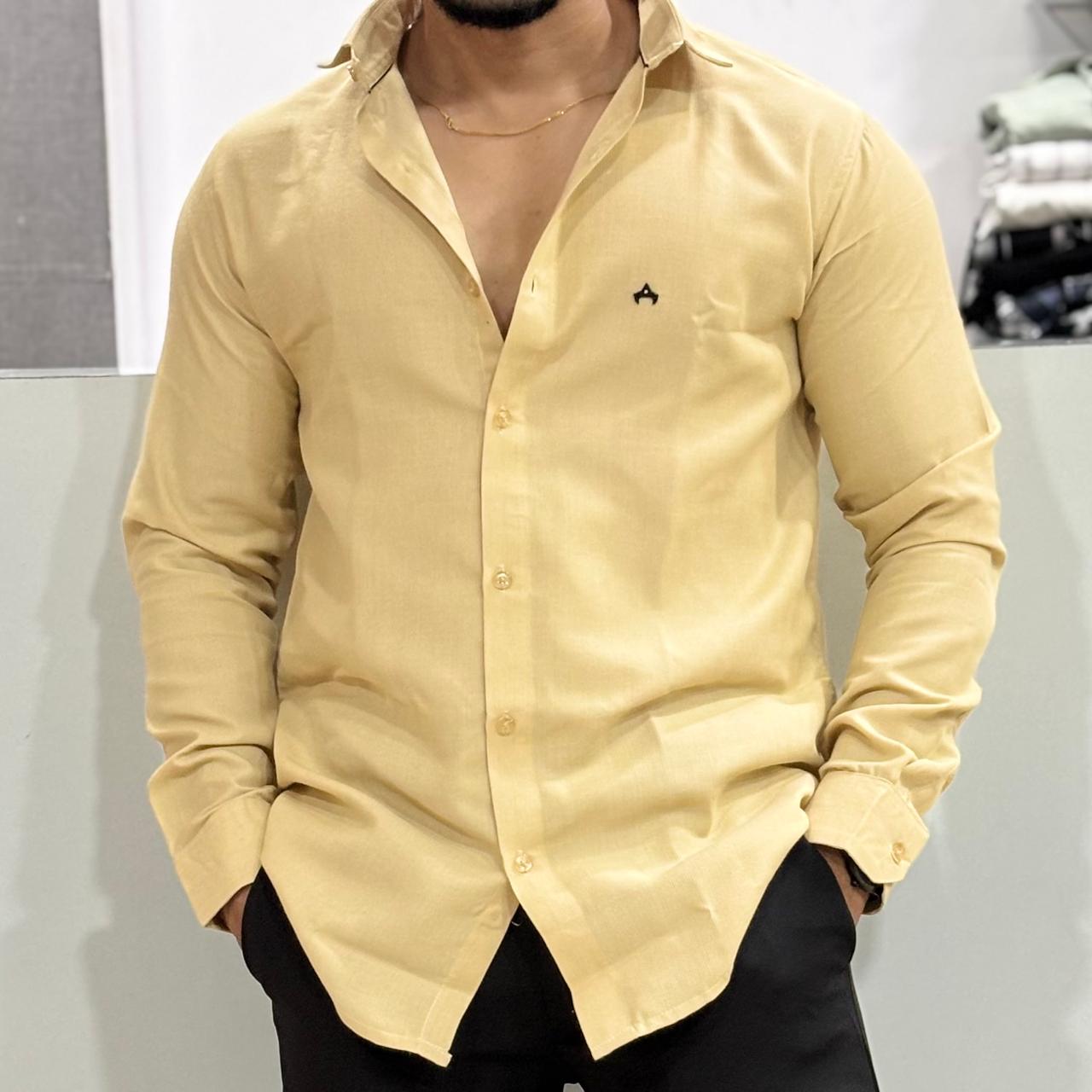 Self Design Party Wear Cord Shirt