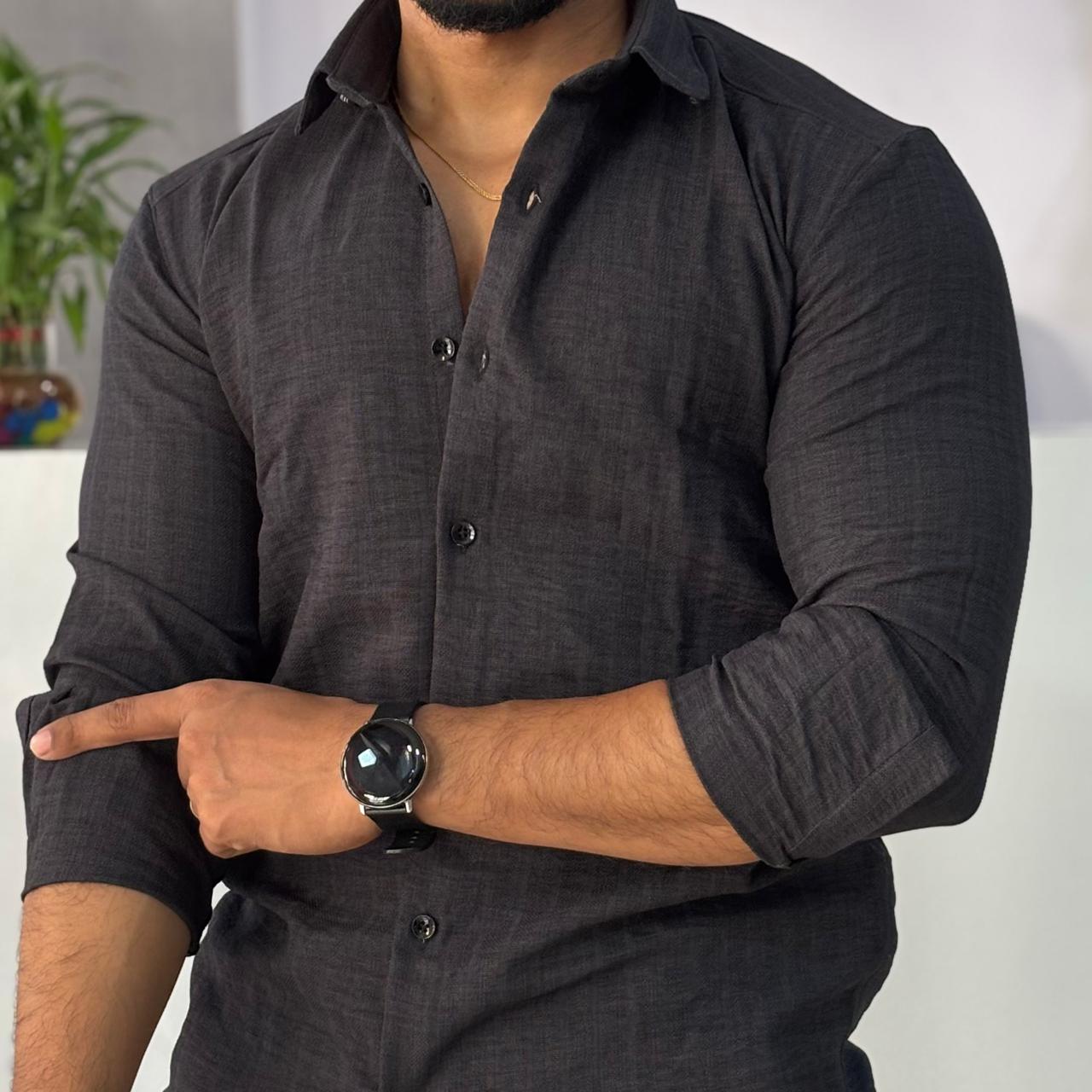 Linen Blend Steel Grey Shirt