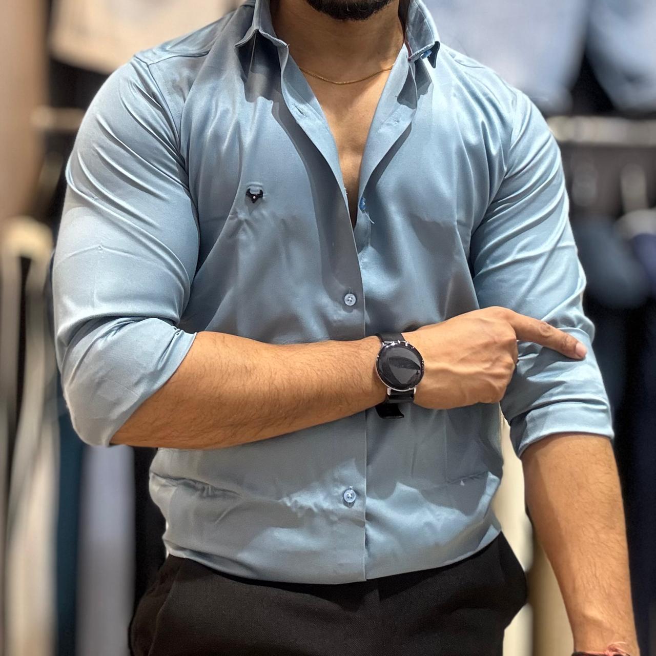 Aqua Sky Satin Shirt