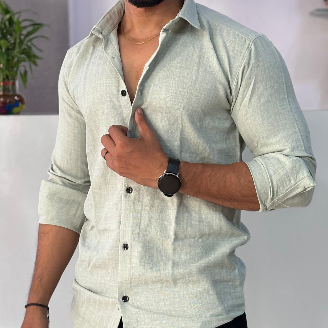 Linen Blend Light Pista Shirt
