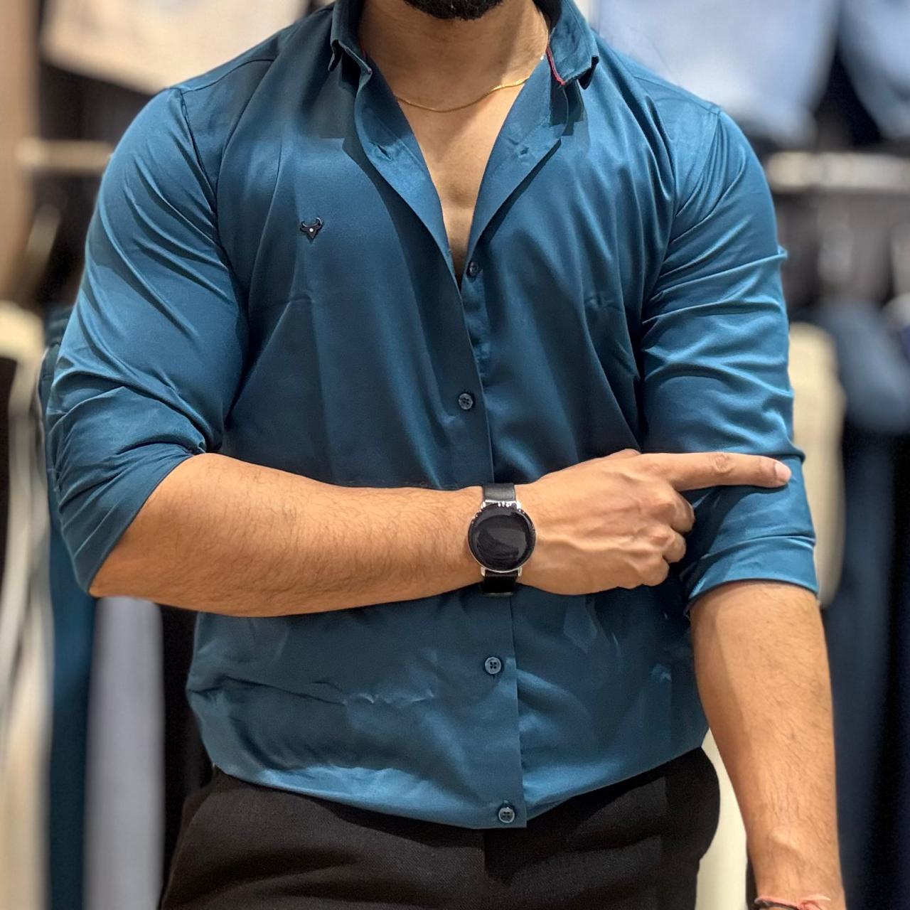 Teal Satin Shirt