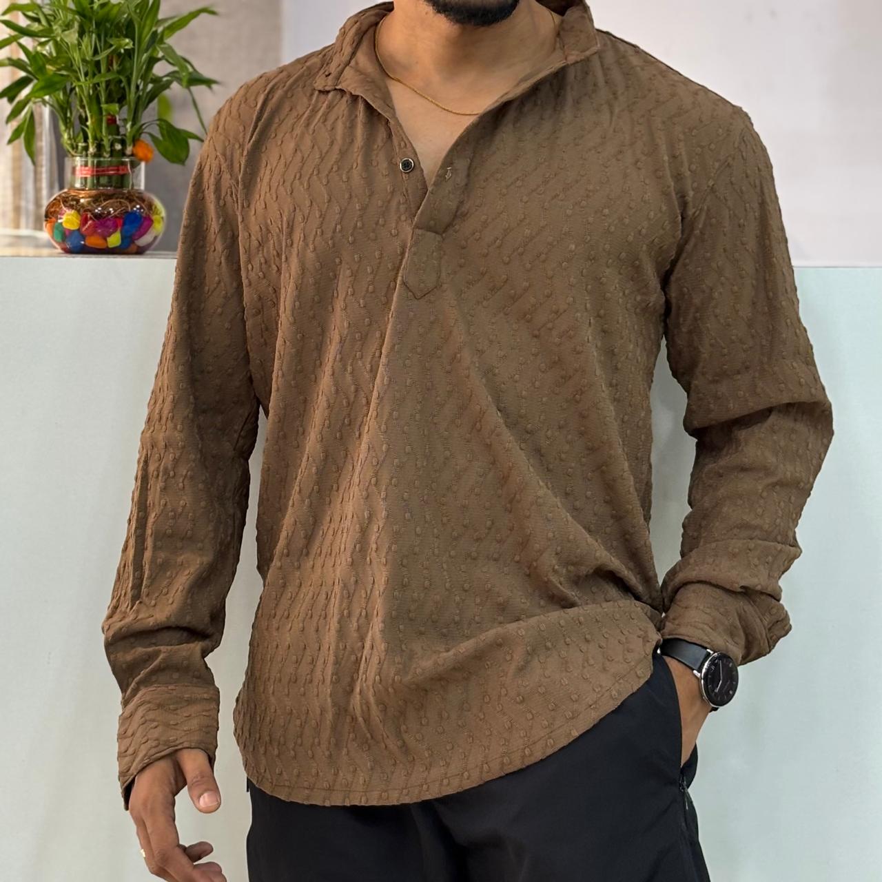 IMP Brown Texture Short Kurta
