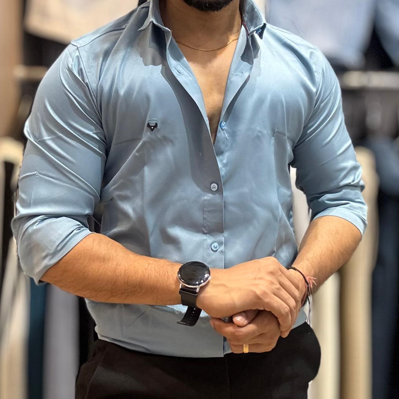 Aqua Sky Satin Shirt