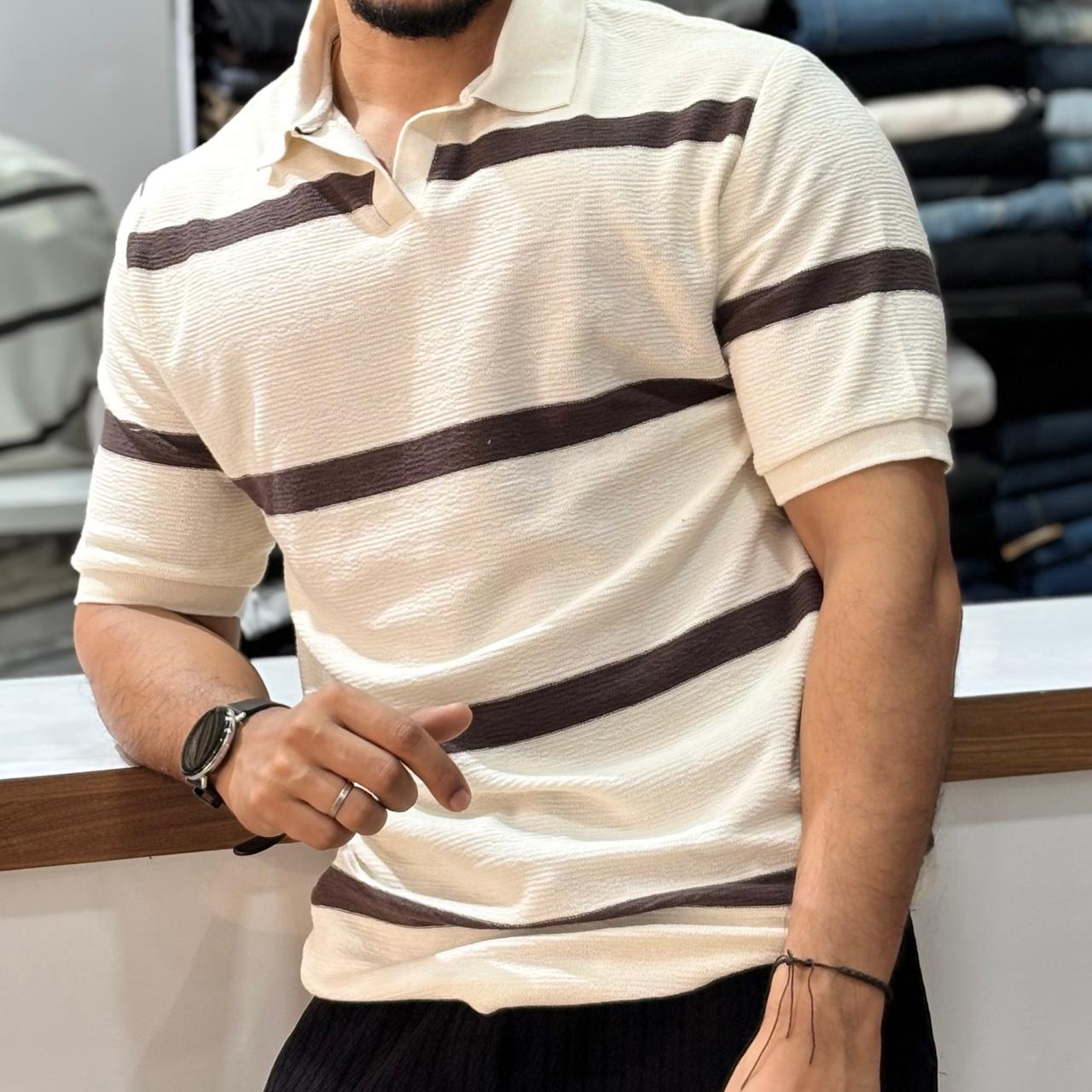 Polo Brown Striped T-shirt