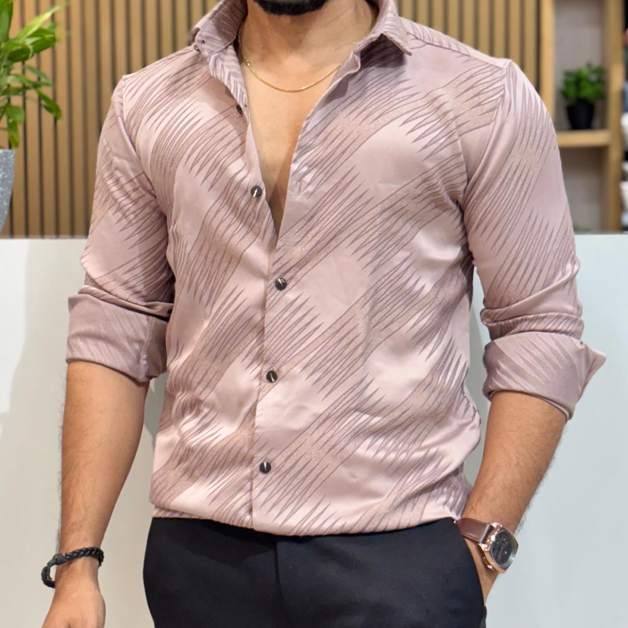 Premium Satin Texture Shirt Shallot Pink