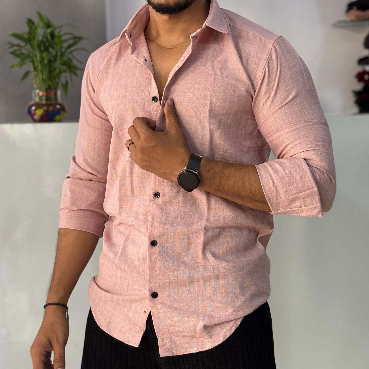 Linen Blend Light Pink Shirt