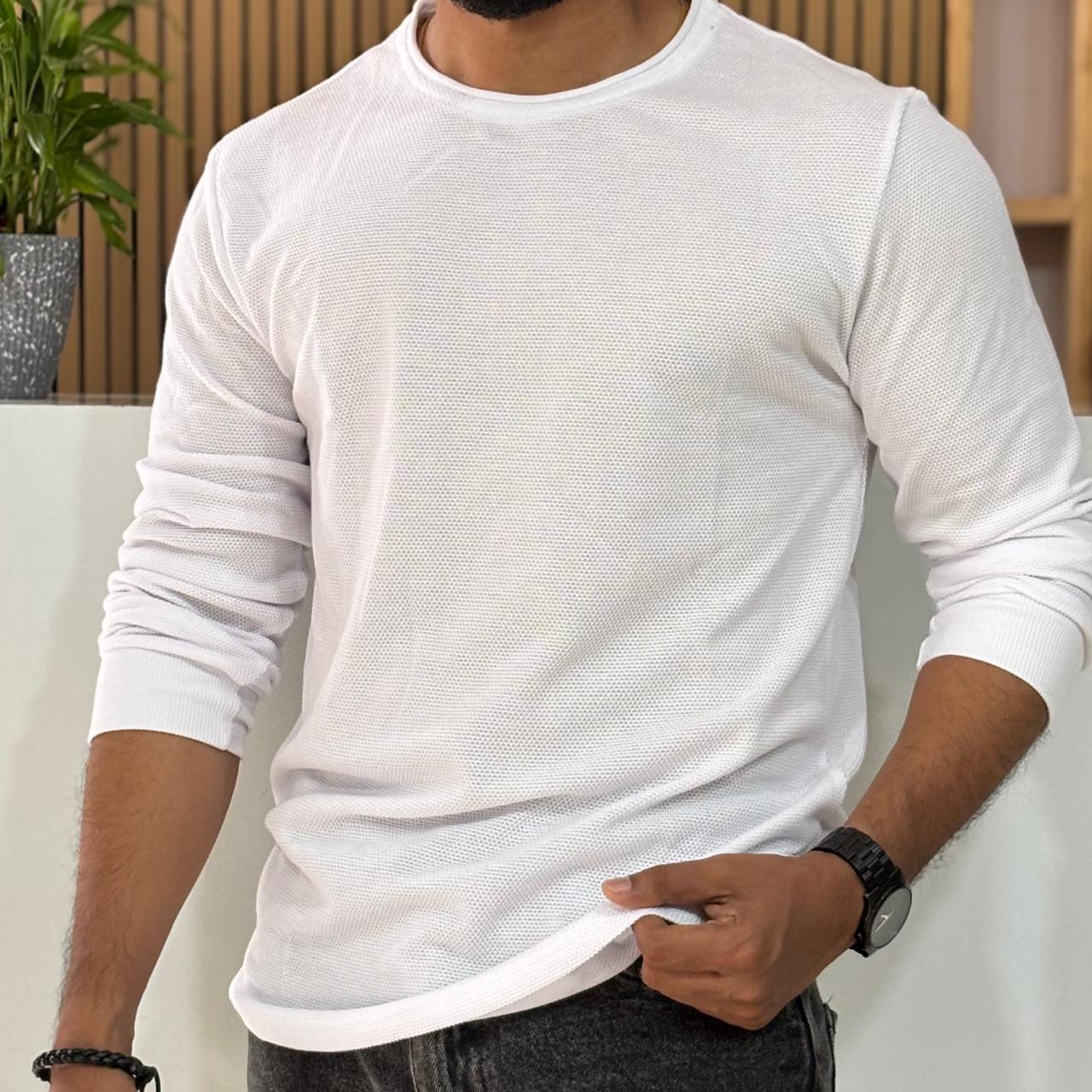 White Solid Crew Neck T-shirt