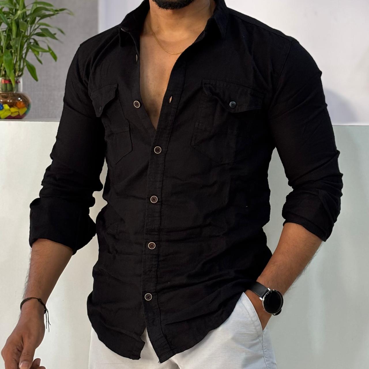 Black Double Pocket Shirt