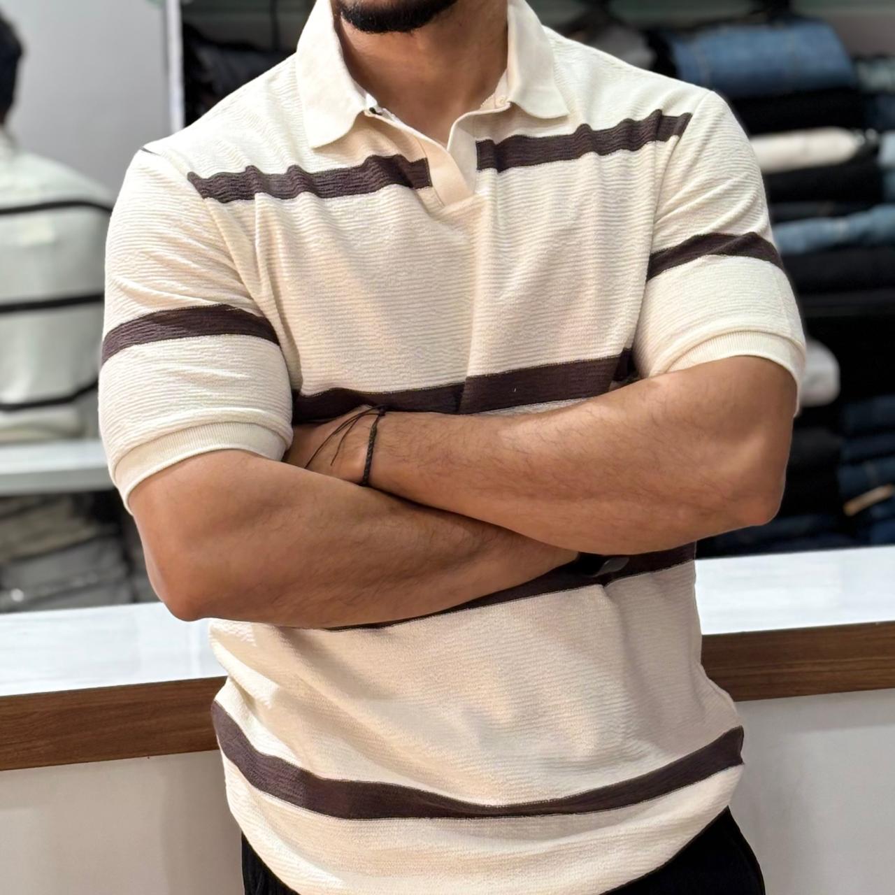 Polo Brown Striped T-shirt