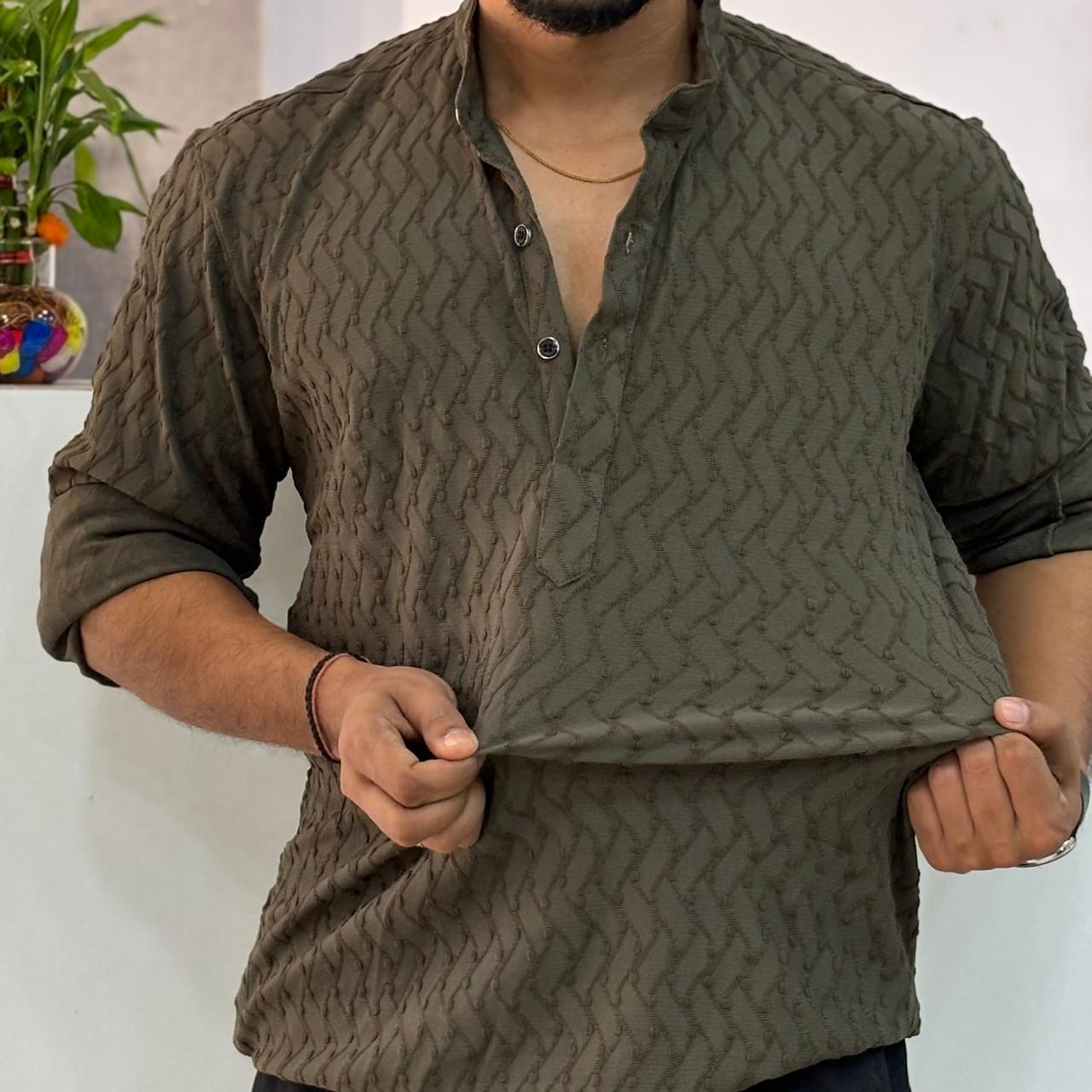 IMP Green Texture Short Kurta