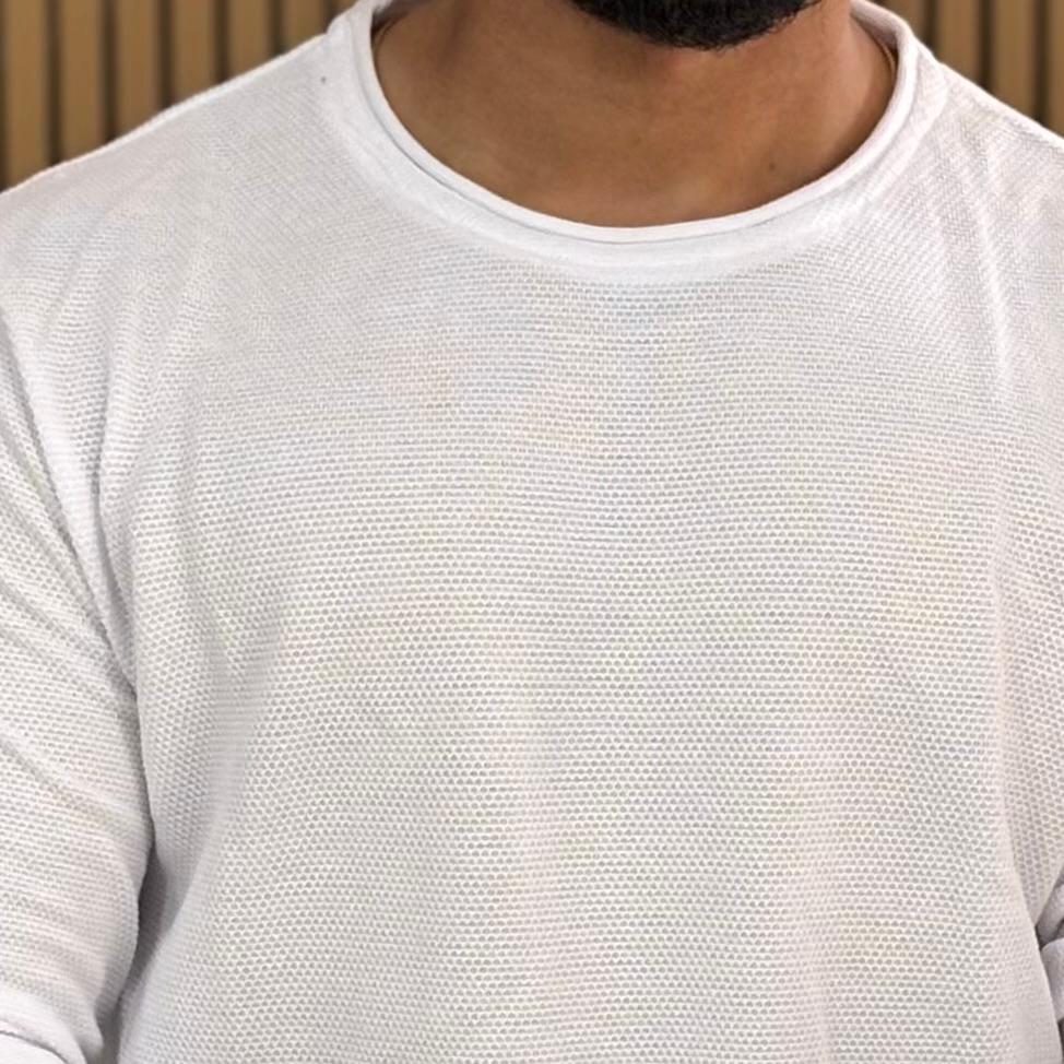 White Solid Crew Neck T-shirt