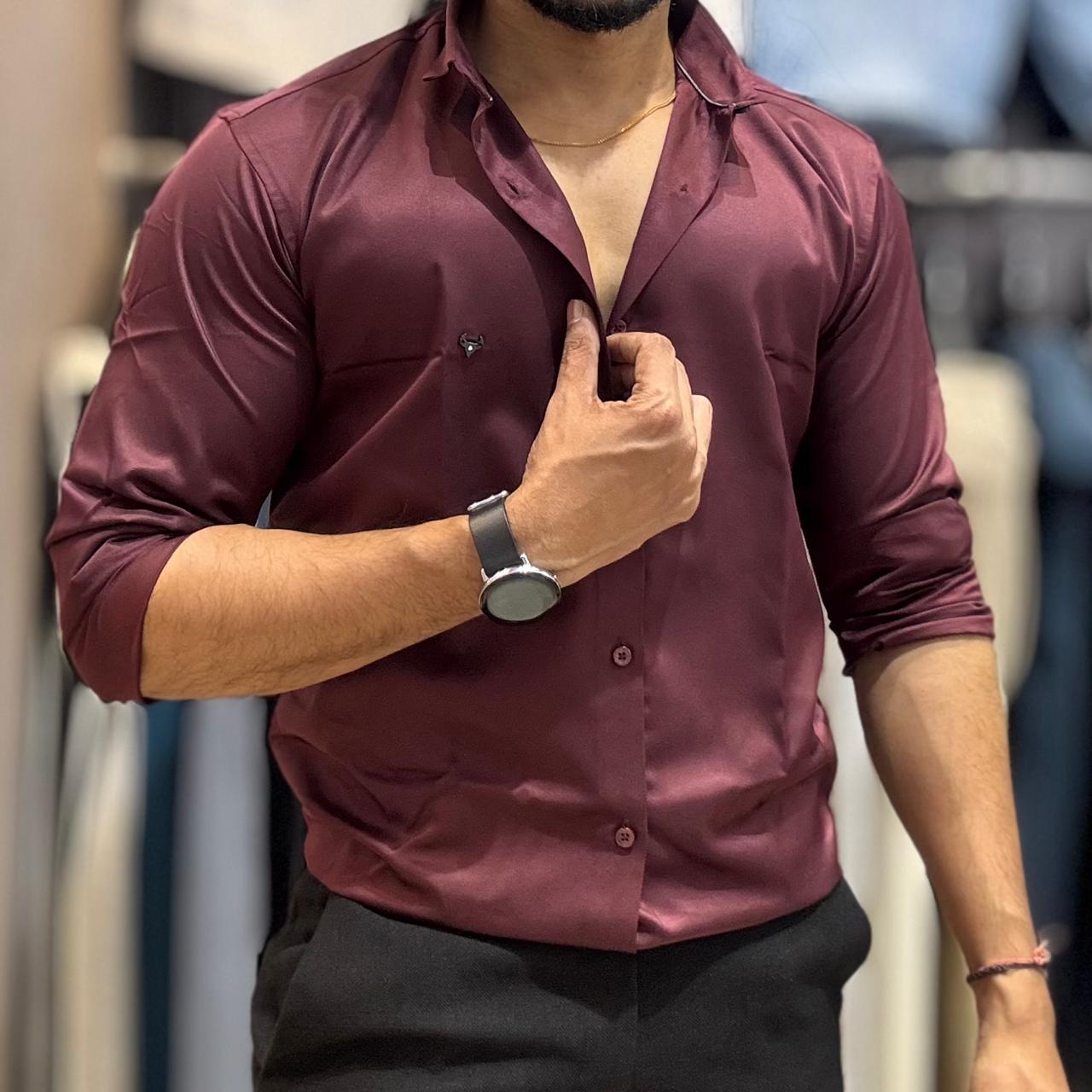 Maroon Satin Shirt