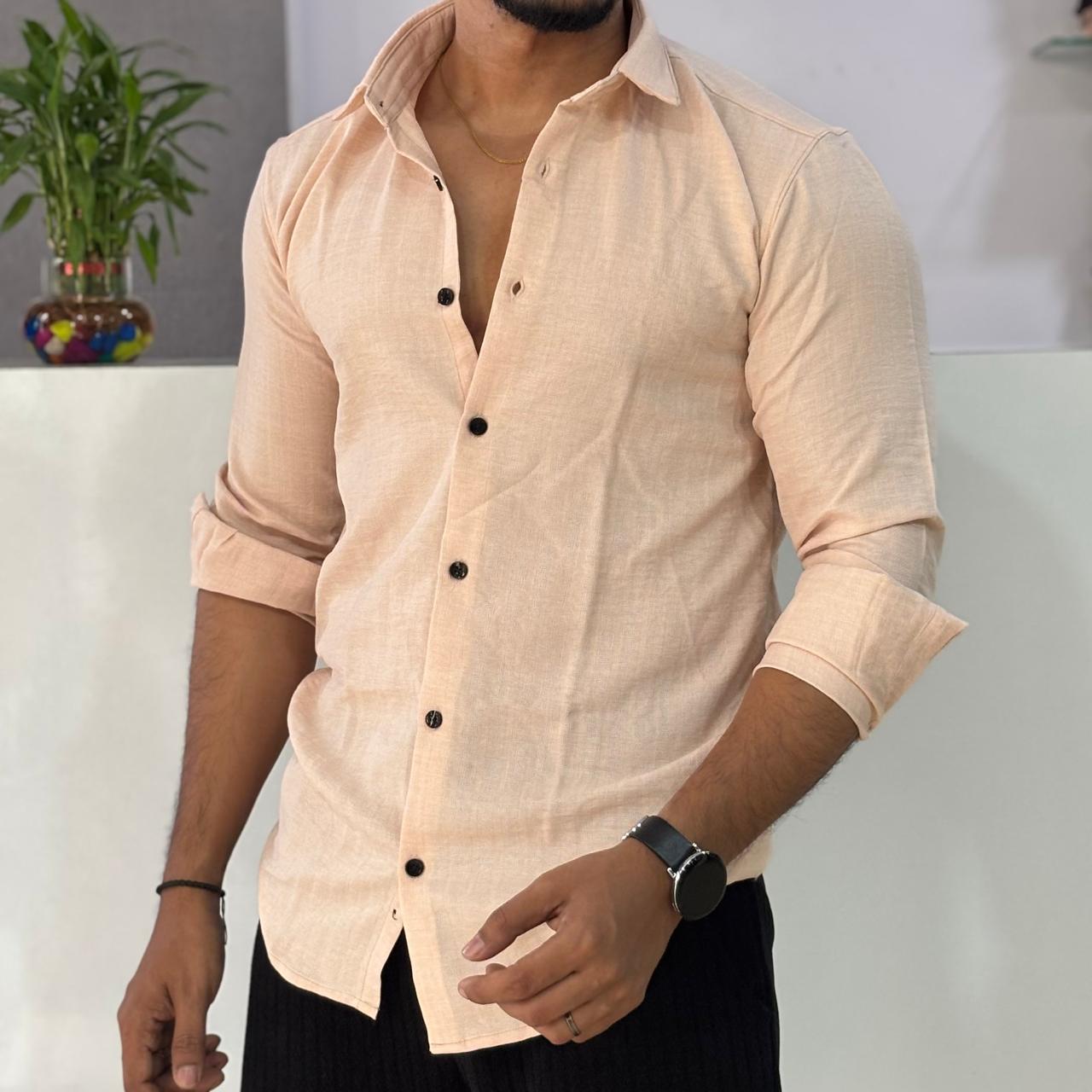 Linen Blend Cream Shirt