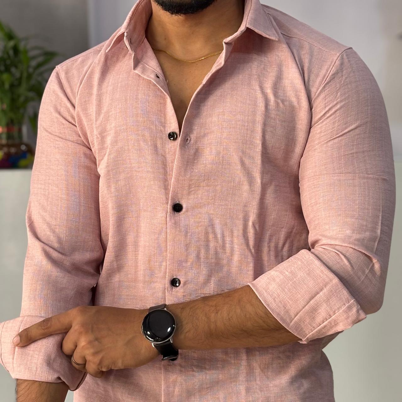 Linen Blend Light Pink Shirt