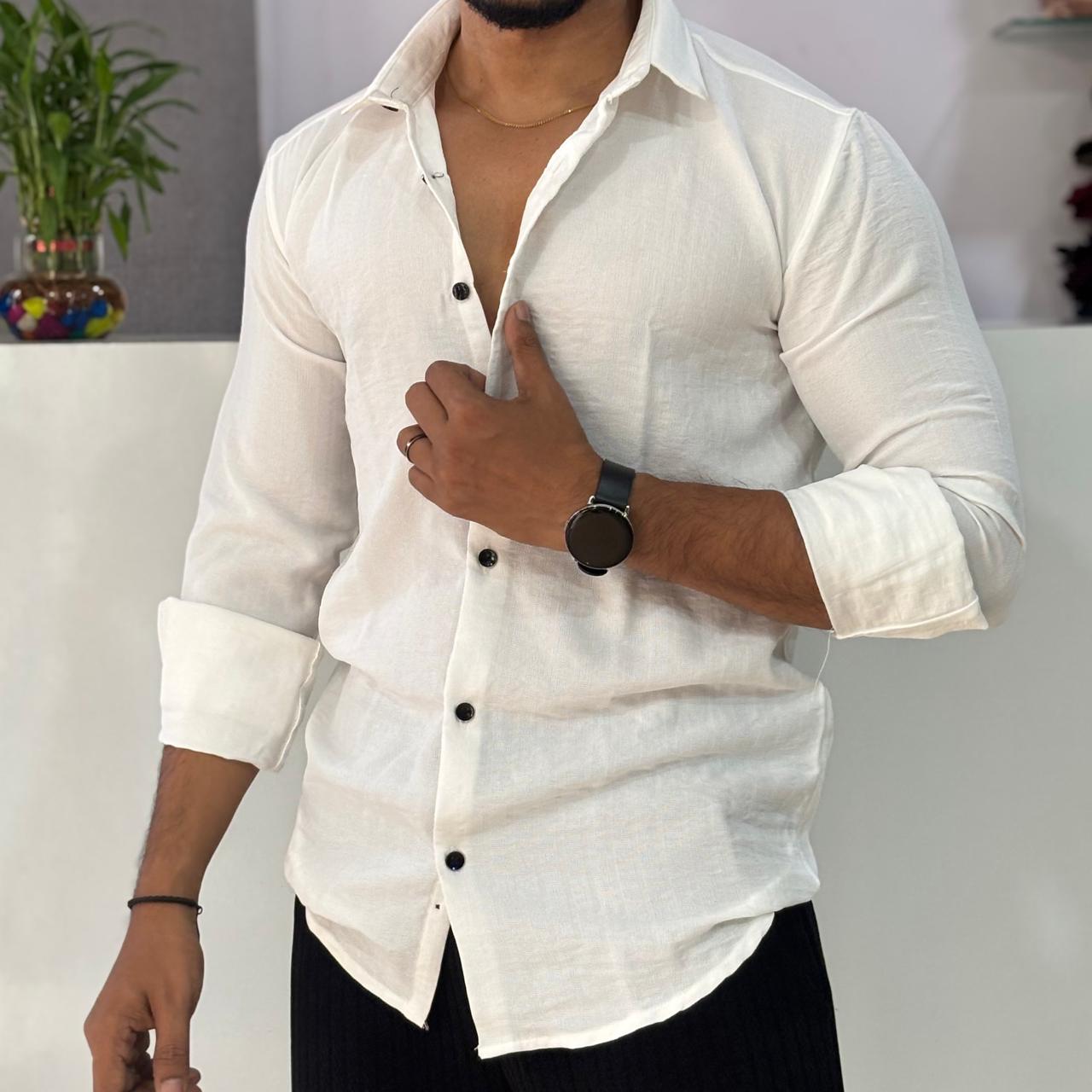 Linen Blend White Shirt