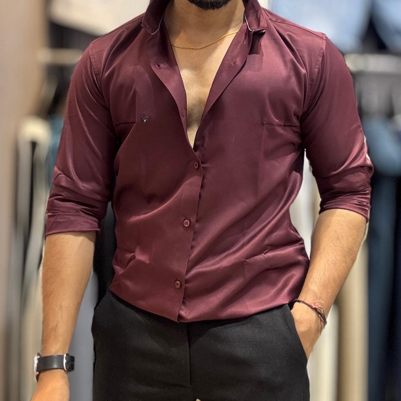 Maroon Satin Shirt