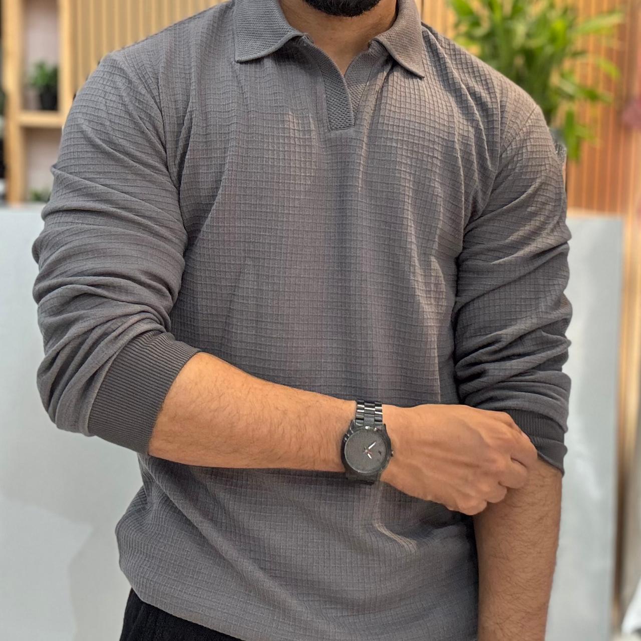 Dark Grey Old Money Polo T-Shirt