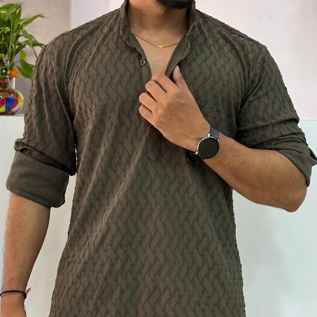IMP Green Texture Short Kurta