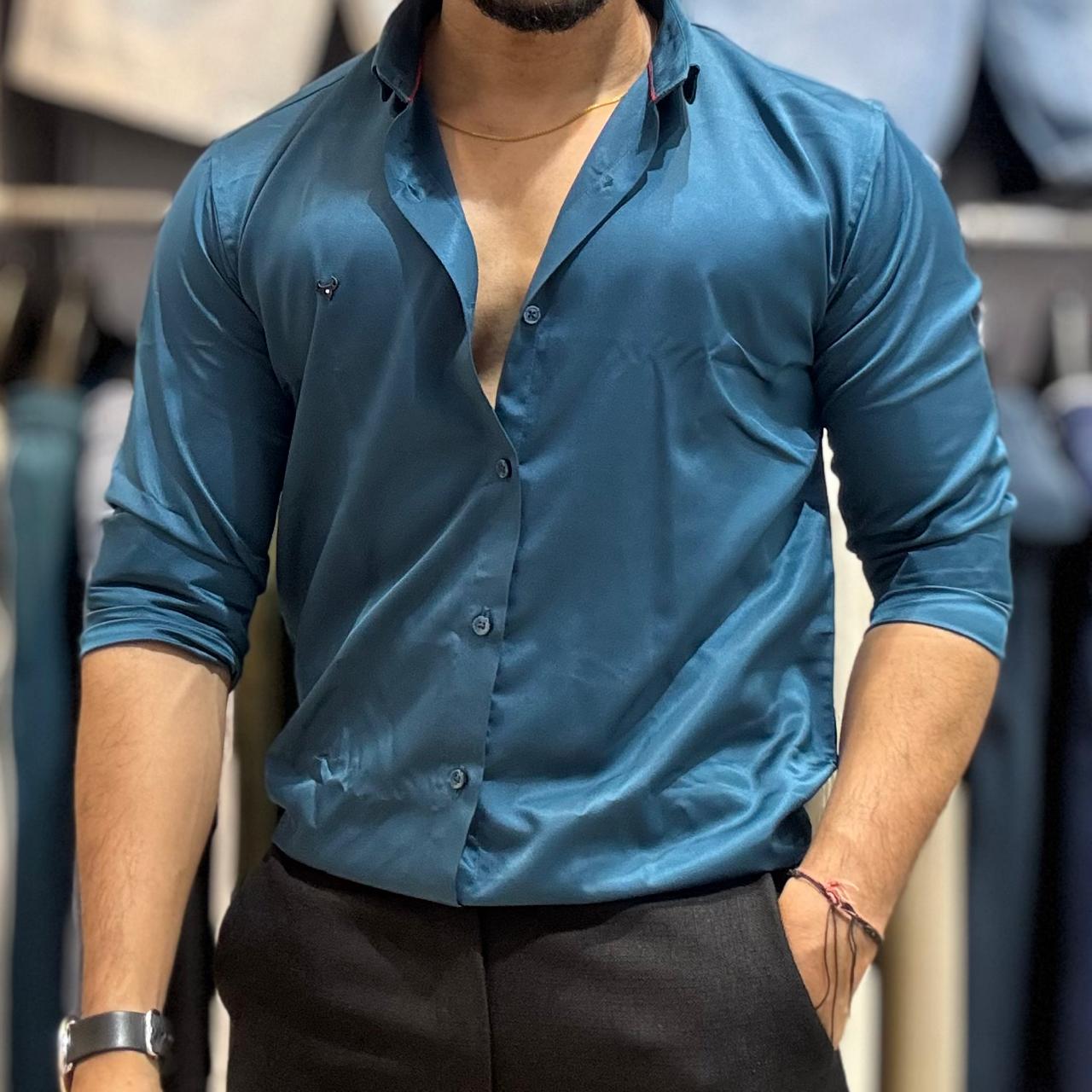 Teal Satin Shirt