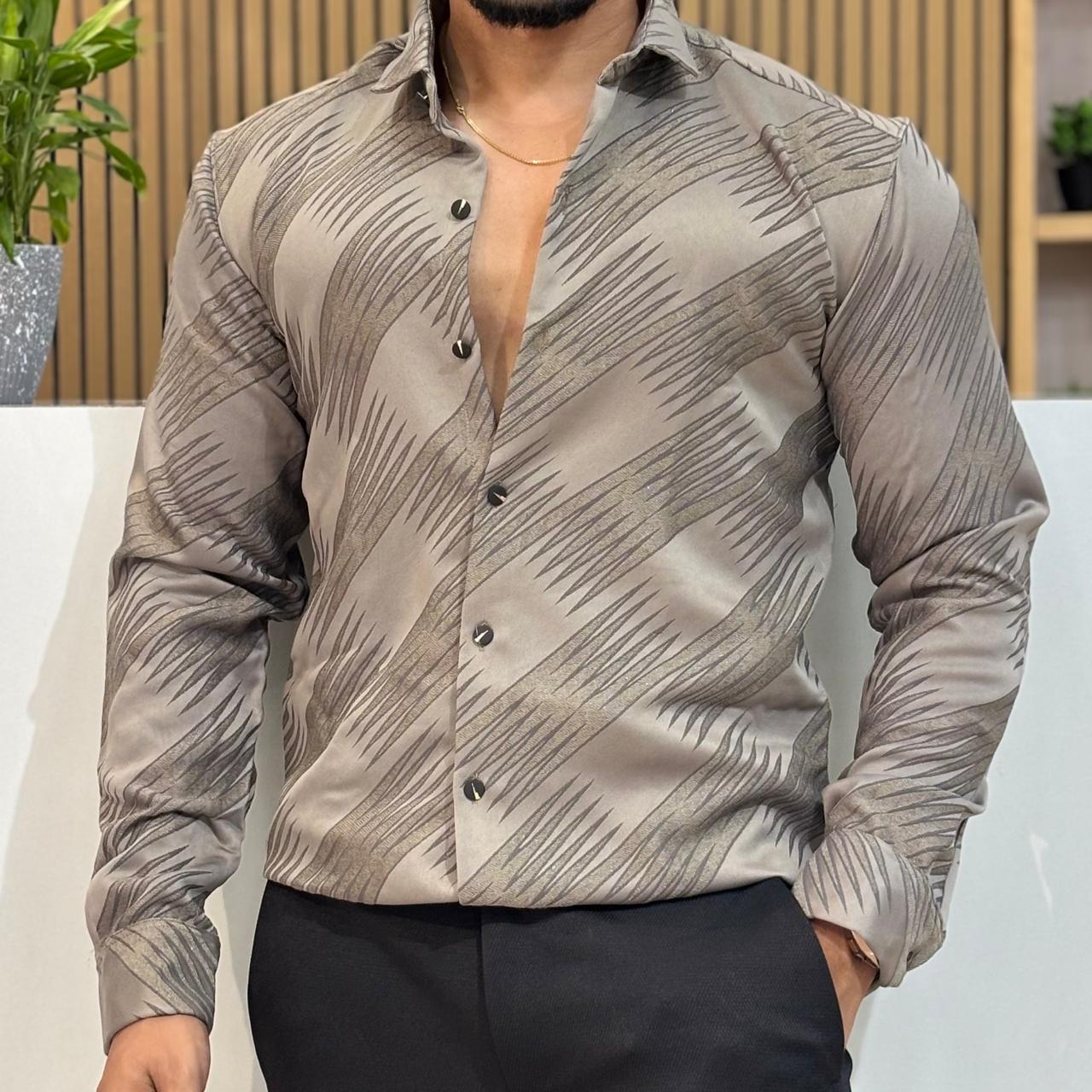 Premium Satin Texture Shirt Basil