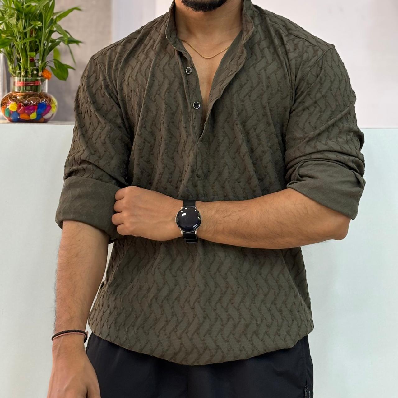IMP Green Texture Short Kurta