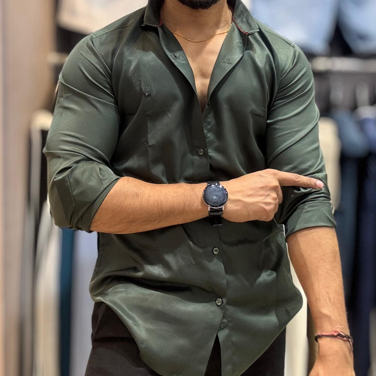 Green Satin Shirt