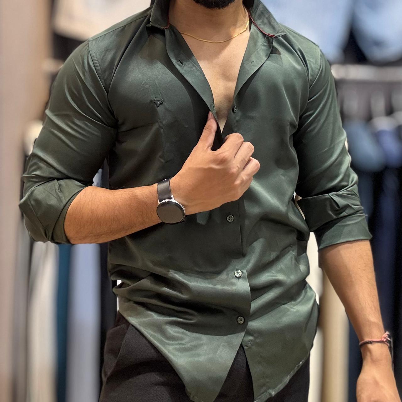 Green Satin Shirt